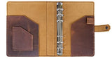 Refillable Leather Journal with 6 Ring, Leather Binder Organizer with Lined Pages, 100 Sheets, Personal Size, Brown