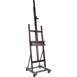 SoHo Urban Artist Wooden H-Frame Artist Studio Floor Easel Adjustable Multi Angles for Small to Extra Large Canvas Paintings up to 71" high - Mahogany Stain Finish