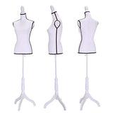 Sandinrayli Female Mannequin Torso Dress Form Clothing Display with Tripod Stand (White)