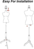 Female Mannequin Torso Dress Form with Adjustable Tripod Stand Base Style (Paris)