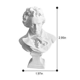 Resin Bust Statue Picaru 2.95 Inch Plaster Figurines Mini Home Decoration Sculpture White for Art Hobbyist-Beethoven