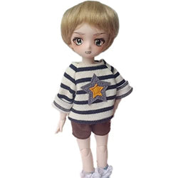 Anime Style Design BJD Dolls Male 1/6 SD Dolls 11.8 Inch Pretty Ball Jointed Doll with Full Set Including Wig Hair, Makeup, Eyes, Clothes, Shoes, Best Christmas Birthday Gift for Girls Kids (Wanzi)