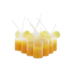 Hiawbon 10 pcs 1:12 Scale Mini House Accessories Miniatures Yellow Lemon Juice Cups Food Drinks Supplies