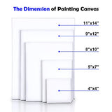 Stretched Canvas, Multi Sizes 4x4", 5x7", 8x10", 9x12", 11x14", Pack of 10 Canvas Boards Panels for Painting, Acrylic, Oil, Ideal for Kids, Beginners, Adults and Artist