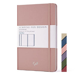 Jumping Fox Design Premium A5 Dotted Journal Hardcover Notebook, Medium 5.6 x 8.4 inches, 120gsm Thick Paper, Numbered Pages, Inner Pocket, Unique Leatherette (Sunlit Rose, Medium A5)