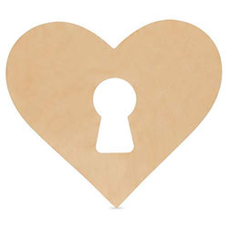 Wooden Hearts Valentines Day Decorations, Wooden Romantic Love Décor, Heart With Keyhole Cutout, 12 Inches, Pack of 3, by Woodpeckers