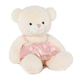 DOLDOA Cute Teddy Bear with Pink Dress Small Stuffed Animal Plush Teddy Bear Toy Off-White 17.5 inch