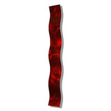 Red 3D Abstract Metal Wall Art Sculpture Wave - Modern Home Décor by Jon Allen - 46.5" x 6"