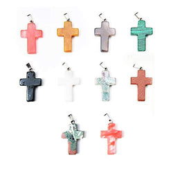 IDOXE Cross Quartz Crystal Pendant Assorted Natural Quartz Healing Charms Bulk for Jewelry Making