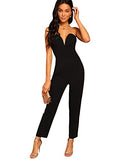 Romwe Women's Elegant Sweetheart Neck Strapless Stretchy Party Romper Jumpsuit Black X-Large