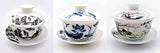 Teacups set,QMFIVE,Chinese Traditional Teaware Blue and White Porcelain Gaiwan Kungfu Tea bowl with Lid and Saucer - 6oz/180ml,Auspicious