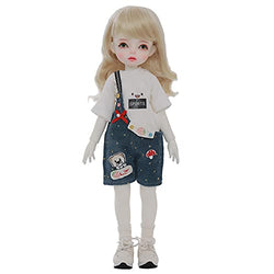 Y&D 1/6 BJD Doll Full Set 10.9 Inch 27.8cm Ball Jointed Doll with Clothes Socks Shoes Wig Hair Makeup 100% Handmade DIY Toys Best Birthday Gift for Girls