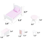 Wooden Dollhouse Furniture Set of Baby Room, Doll House Accessories Bedroom Miniature Furniture 1:12 Scale, Doll Furniture for Dream House, Doll House Furnishings for Toddler Ages 3 and Up