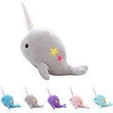 Cute Gray Teal Narwhal Stuffed Animal Plush Toy Adorable Soft Whale Plushies Toys Stuffed Animals for Babies, Kids, Toddlers