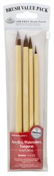 Royal & Langnickel Royal Zip N' Close Brown Bamboo 4-Piece Brush Set