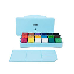 MIYA HIMI Gouache Paint Set 18 Colors (30ml/Pc) Paint Set Unique Jelly Cup Design Non Toxic Paints for Artist, Hobby Painters & Kids, Ideal for Canvas Painting for Novelty Gift (Blue)