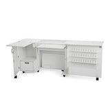 Arrow K8411 Wallaby II Kangaroo Sewing, Cutting, Quilting, Crafting Cabinet and Table, Includes Storage and Airlift, Portable with Wheels White Ash Finish