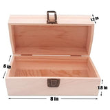 KYLER Unfinished Pine Wood Box - Large Wooden Boxes Unfinished with Hinged Lid and Front Clasp for Arts Hobbies, Jewelry Box and Home Storage, 3 x 6 x 8 inch