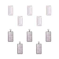 Pandahall Pack of 5 Pendant Makings Sets, with Rectangle Alloy Pendant Cabochon Settings and