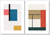 Mid Century Contemporary Wall Art - Modern Abstract Prints - (Set of 8) - 5x7 - Unframed - Minimalism Decor