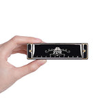 JDR Harmonica Blues Key of C, 10 Hole 20 Tones with 0.8mm Plate Structure for Kids Beginners with Gift Case, Clean Cloth and Manual