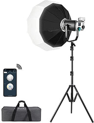 GVM Bi-Color LED Video Light, 200W Continuous Lighting with Lantern Softbox, DMX/Bluetooth Control, 93000lux@0.5m Video Lighting Kit for YouTube Outdoor Studio, Dimmable 3200K-5600K, CRI 97+