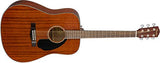 Fender CD-60S Solid Top Dreadnought Acoustic Guitar - All Mahogany Bundle with Hard Case, Tuner, Strap, Strings, Picks, and Austin Bazaar Instructional DVD