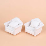 Xgood 2 Pieces Dollhouse White Sofas Dollhouse Furniture Miniature Sofa Miniature Arm Chair, Miniature Dollhouse Furniture for Dollhouse Decoration Photography Prop Interior Model