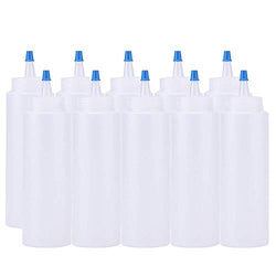 Fasmov 10 Pack 8-ounce Squeeze Bottles with Blue Tip Cap for Ketchup, Sauces, Salad Dressings, Crafts and More