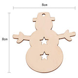 click-me 20Pcs Christmas Wooden Snowman Ornaments Hanging Cutouts Unfinished Wood Slice for Kids