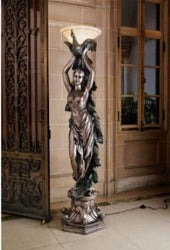 6ft Classic French Art Deco Decorative Peacock Lady Statue Art Nouveau Floor Lamp