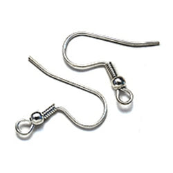 Silver Plated Surgical Steel Earring Hooks Hypo-Allergenic (x100)