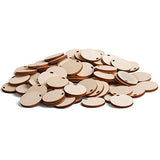 WoodenCrew 80pcs 1.2” Wood Discs for Crafting 1, Wooden Favor Tags, Round Wood Pendant, Circular Wooden Tags, Tiny Wood Discs, Wooden disks with Holes for Crafts, Blank Tags with Hole, 1.2 inch Tags