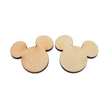 yuhoshop Wooden Mickey Mouse Head 10pcs 1.5" (Wide Ear to Ear) X 1/8" inch Plain Unfinished Wood Cutouts for Embellishment,DIY Wedding Guestbook Sign