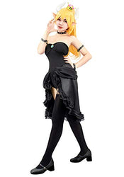 C-ZOFEK Women's Koopa Bowsette Cosplay Costume Black Dress with Accessories (X-Small)