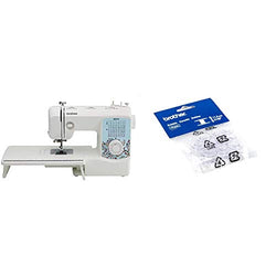 Brother Sewing and Quilting Machine, XR3774, 37 Built-in Stitches, Wide Table, 8 Included Sewing Feet & Sewing and Embroidery Bobbins 10-Pack, SA156,Clear