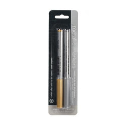American Crafts Metallic Markers 2-Pack, Gold/Silver
