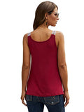 Romwe Women's Sleeveless Twist Front Tunic Tank Top Embroidered Tape Stretch Shirts Red Small