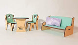 Wonderful living room set for 6″ doll can be a gift for girl - 1:12 scale wood furniture - miniature table, chair for dollhouse