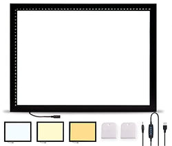 SanerDirect A3 Light Pad, 3 Colors Light Setting and Stepless Adjusted Brightness Tracing Box for Diamond Painting, Ultra-Thin LED Drawing Board with Clips (Upgraded)