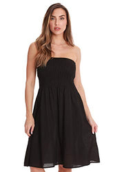 Riviera Sun Solid Short Dress with Smocking 21886-BLK-S Black