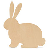 Large Wood Rabbit Cutout 12-inch x 10-3/4-inch, Pack of 1 Unfinished Wood Easter Bunny Rabbit Cutout to Paint for Easter Crafts, Spring Home Decorations, and Woodland Nursery Décor, by Woodpeckers