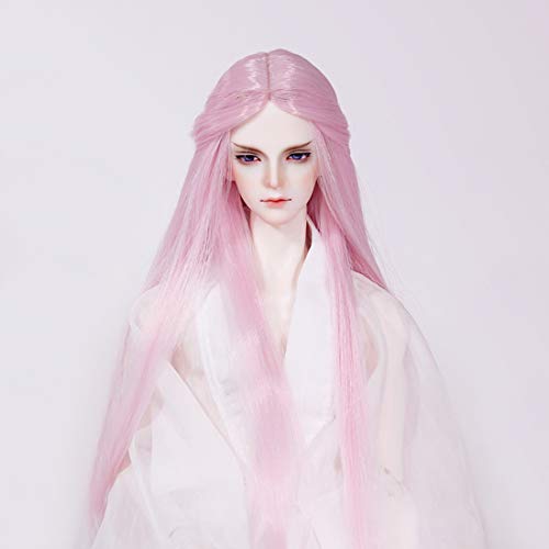 HMANE BJD Doll Wig, Centre Parting Long Srtaight Hair Wig for 1/3 BJD Dolls - (Taro Pink) (No Doll)