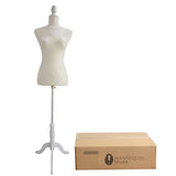 Bonnlo Female Dress Form Pinnable Mannequin Body Torso with Wooden Tripod Base Stand (White, 6)