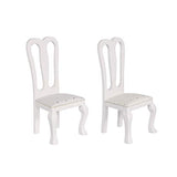 Inusitus Set of 2 Wooden Dollhouse Dining Chairs - Miniature Dolls House Furniture - 1/12 Scale (White)