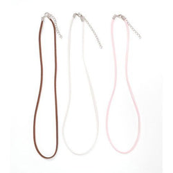 Bulk Buy: Darice DIY Crafts Leather Necklace Cord Assorted Colors Brown, White, Pink 18 in (3-Pack)