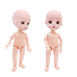 EVA BJD 2Pack Naked Doll 1/8 15cm (5.9") Mini Dolls,Face Makeup,12+ Jointed,No Hair,for DIY Toy