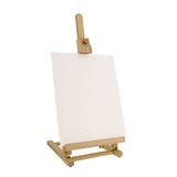 US Art Supply 21-Piece Wood Studio Table Easel & Paint Box Set with 12 Paint Colors, Canvas Panels,