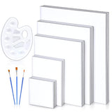Stretched Canvas, Multi Sizes 4x4", 5x7", 8x10", 9x12", 11x14", Pack of 10 Canvas Boards Panels for Painting, Acrylic, Oil, Ideal for Kids, Beginners, Adults and Artist