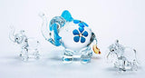 Dollhouse Miniatures Hand Blown Art Blue Elephant Flower FIGURINE Animals Decor